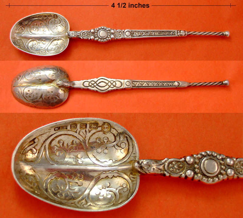 English sterling silver anointing spoon