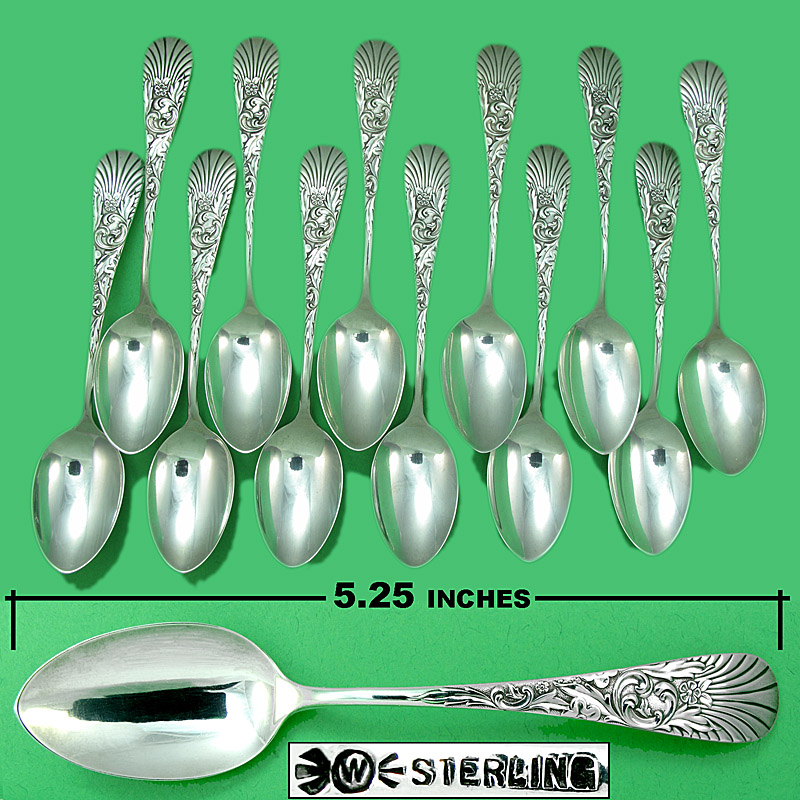 Palm pattern sterling coffee spoon - Frank M. Whiting Co.